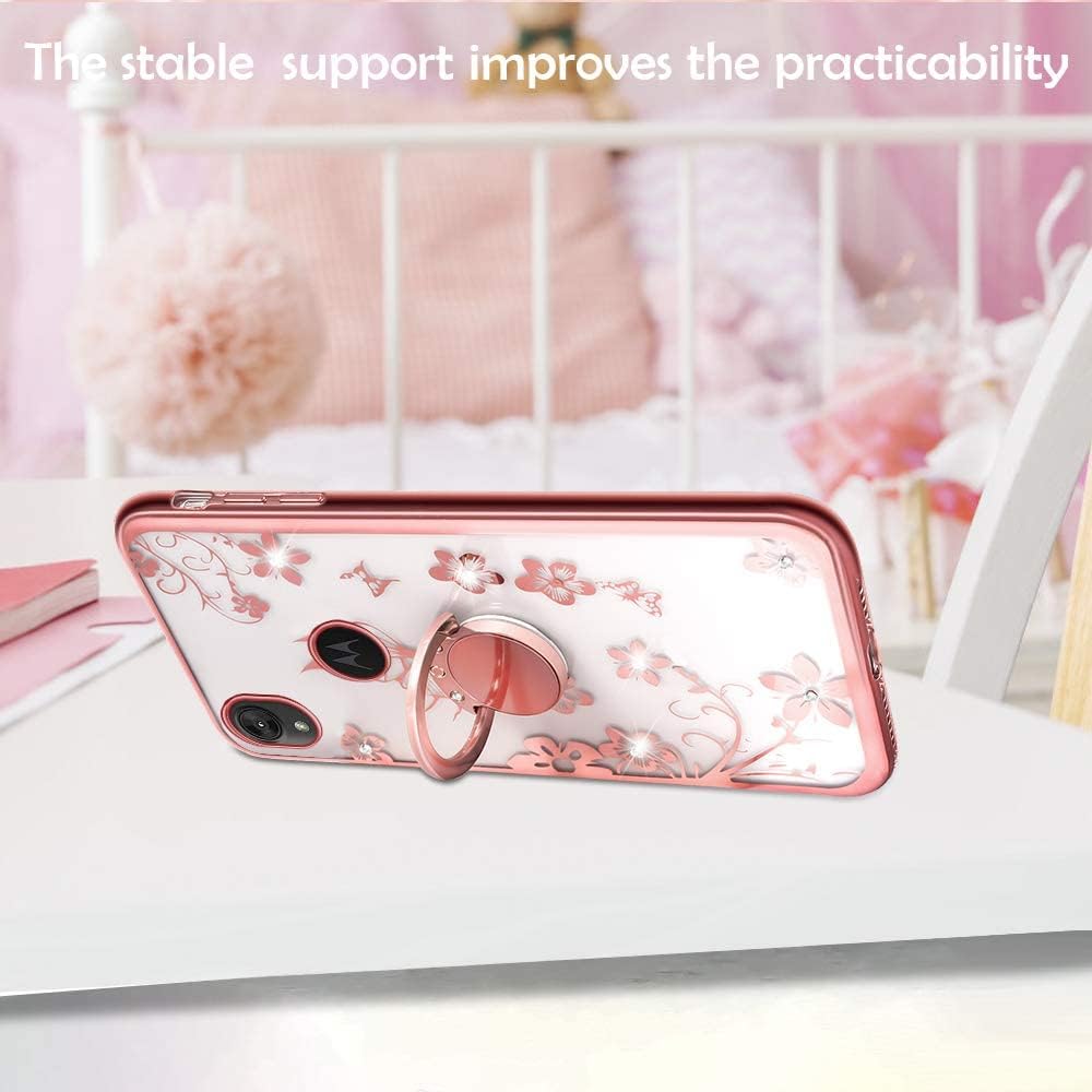 Funda transparente con diseño de mariposa compatible con Moto E6, funda transparente floral que nunca se desvanece, diseño de moda para mujeres y