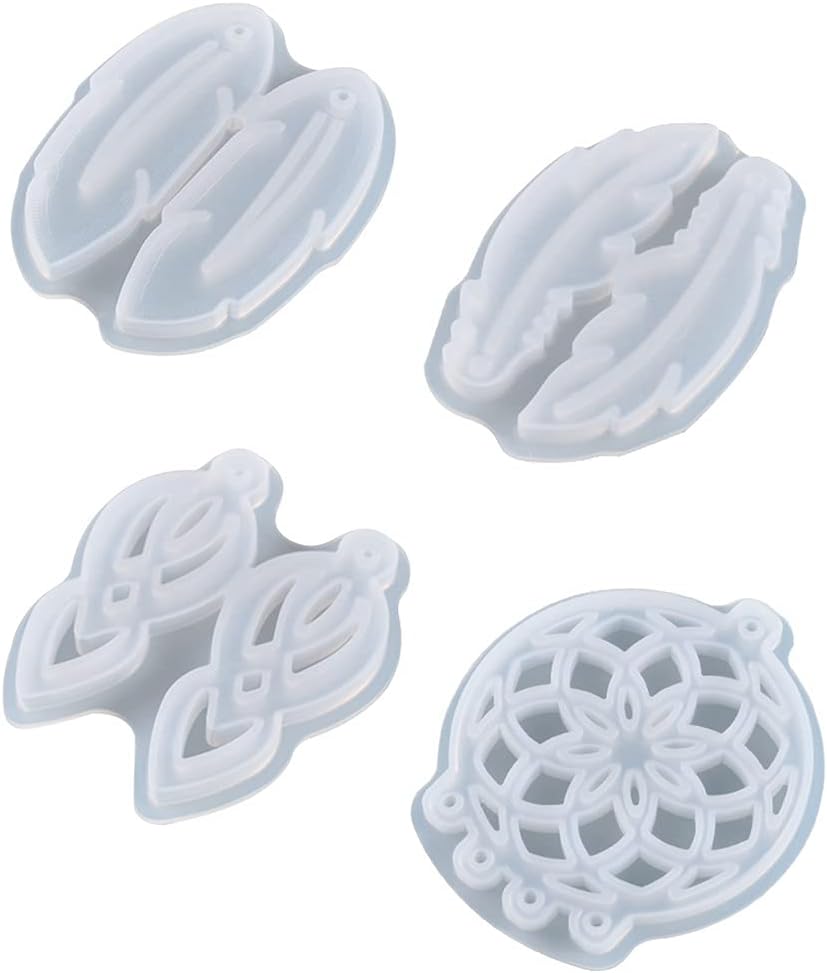 Molde de resina de fundición de silicona para llaveroarete, molde de silicona para atrapasueños de resina epoximolde colgante de plumas con plumas