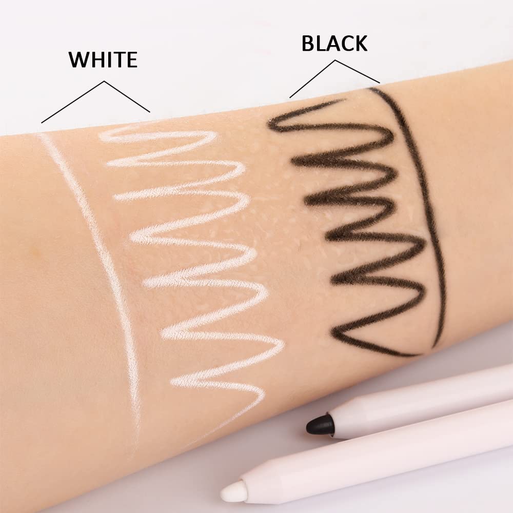 2 lápices delineadores de ojos blanco y negro, lápiz delineador de ojos mecánico profesional, iluminador de ojos, maquillaje de ojos con sacapuntas