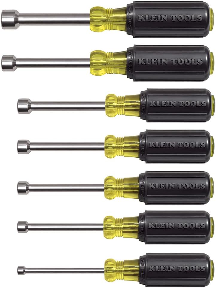Klein Tools Juego de herramientas 631M, fabricado en Estados Unidos, destornilladores de tuercas magnéticos, tamaños 316, 14, 516, 1132, 38, 716 y