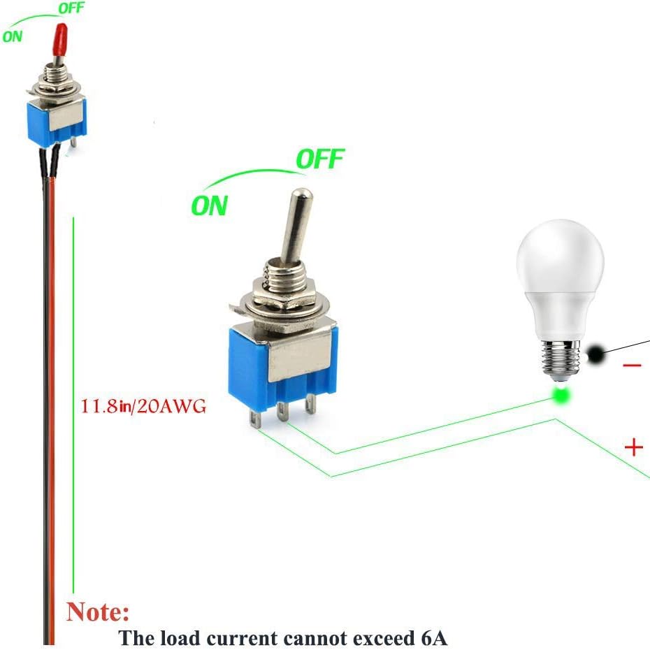 VONVOFF Interruptor de palanca, encendidoapagado SPST con cables presoldados, 3V5V12V24V72V110V220V240VMini interruptores de palanca para automóvil,