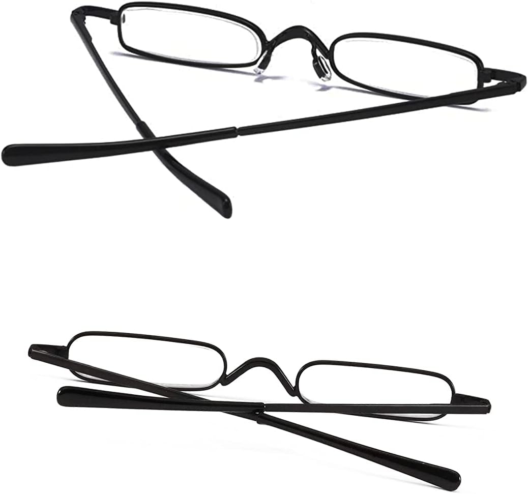Mini gafas de lectura de metal – Lectores de bolsillo delgados con estuche de clip de pluma para estuche de lectura (2 PCS) 1.00
