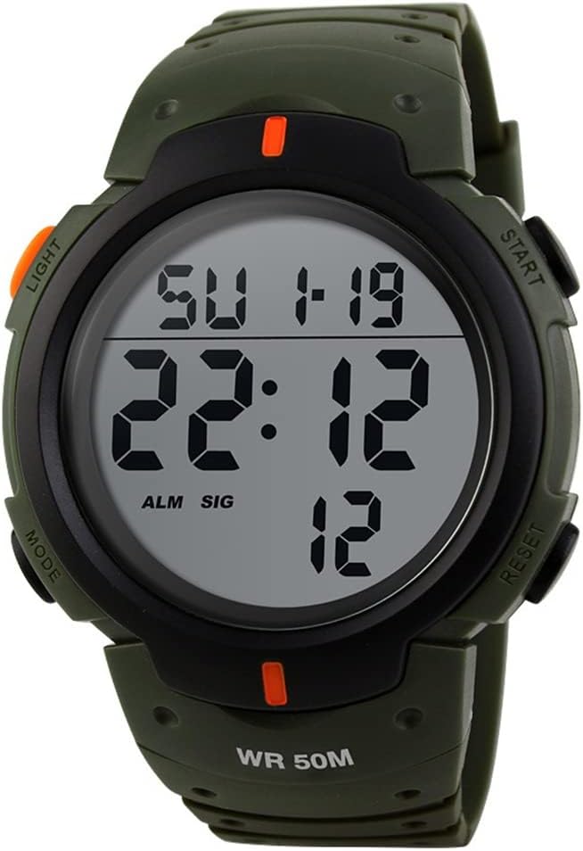 Reloj deportivo impermeable para hombre al aire libre LED electrónico multifunción 12H  24H hora militar 164FT 50M resistente al agua fecha