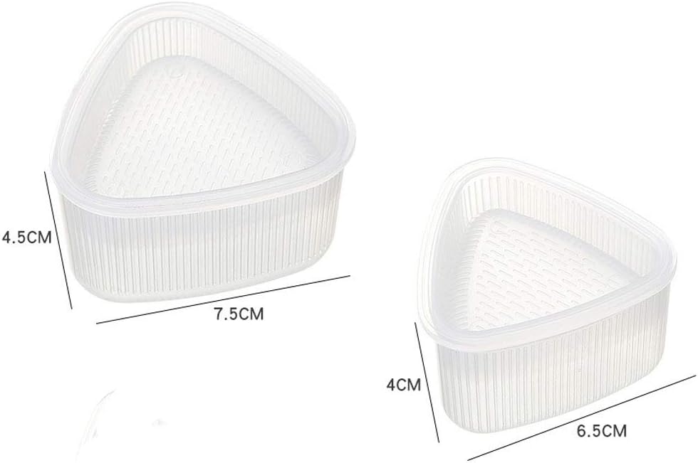6 piezas de plástico transparente para moldes de sushi, caja triangular para hacer moldes de bolas de arroz, herramienta de cocina con tapa para
