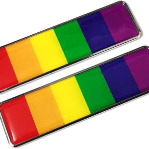 Un par de calcomanías de metal 3D con emblema de arco iris, calcomanías de orgullo universales para el hogar y la oficina, 4.114 x 1.181 in Un par de calcomanías de metal 3D con emblema de arco iris, calcomanías de orgullo universales para el hogar y la oficina, 4.114 x 1.181 in