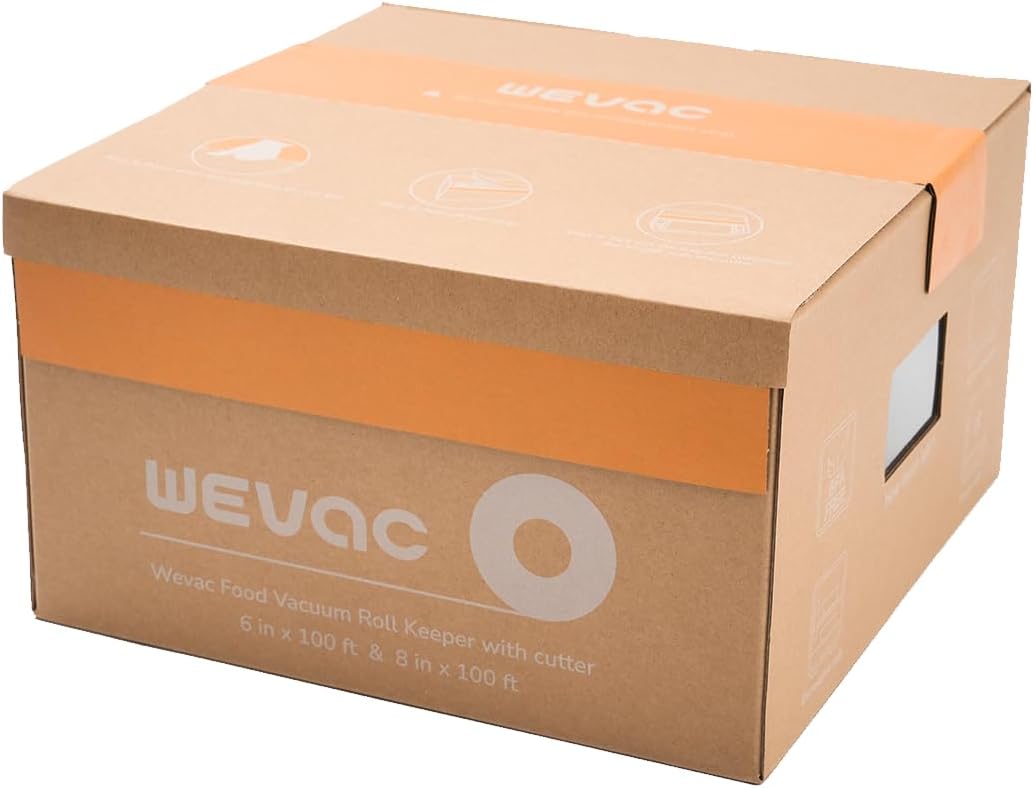 Rollo de sellado al vacío con cortador, 6 x 100 pies y 8 x 100 pies, 2 rollos ideal para guardar alimentos, sin BPA, grado comercial, ideal para