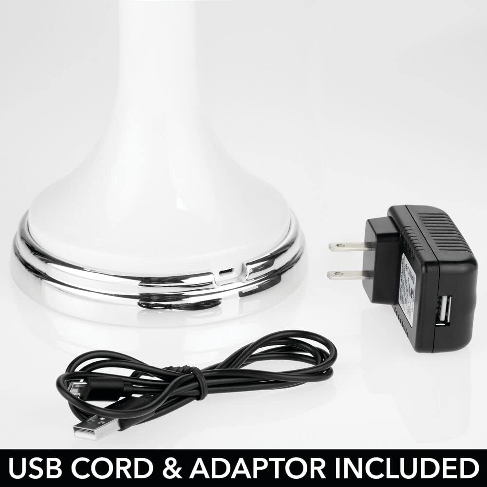 mDesign Espejo de tocador de baño con sensor de movimiento moderno con luz LED, redondo grande de 8 pulgadas, aumento 3X, manos libres, recargable e