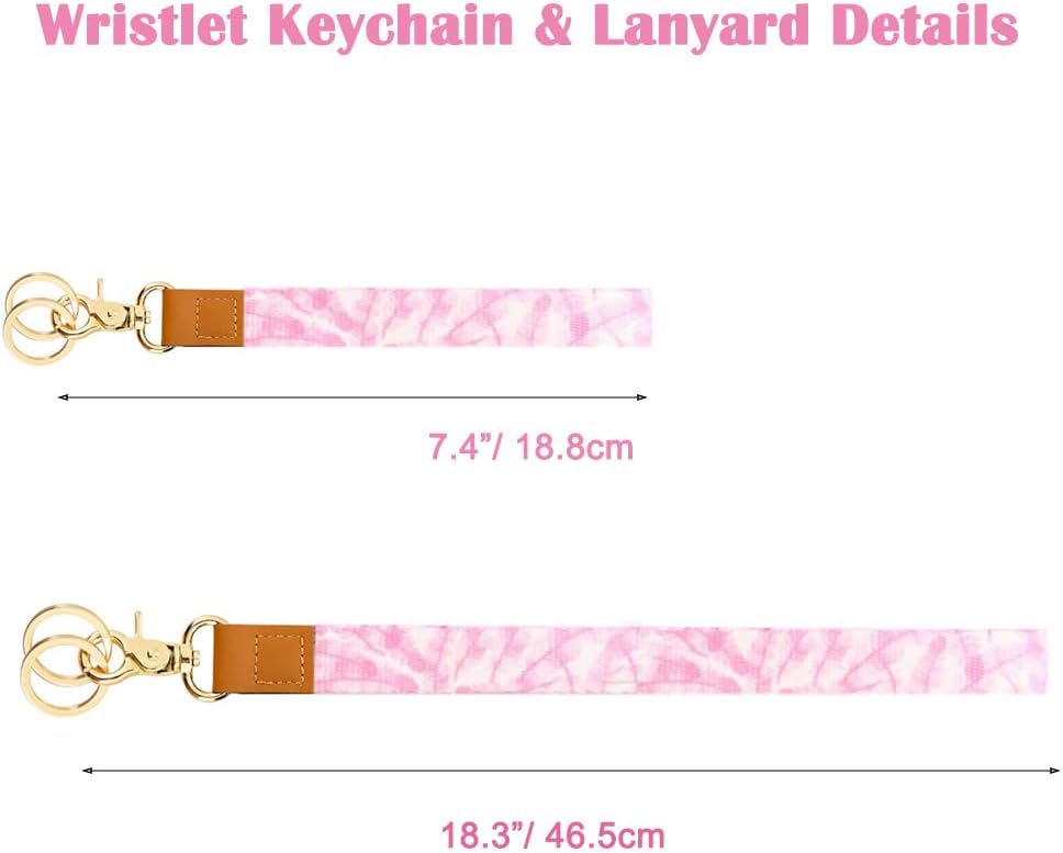 Stylish Colorful Wristlet Keychain for Women and Men,Cute Patterns Lanyard for ID Badges and Keys with 2 Keyrings