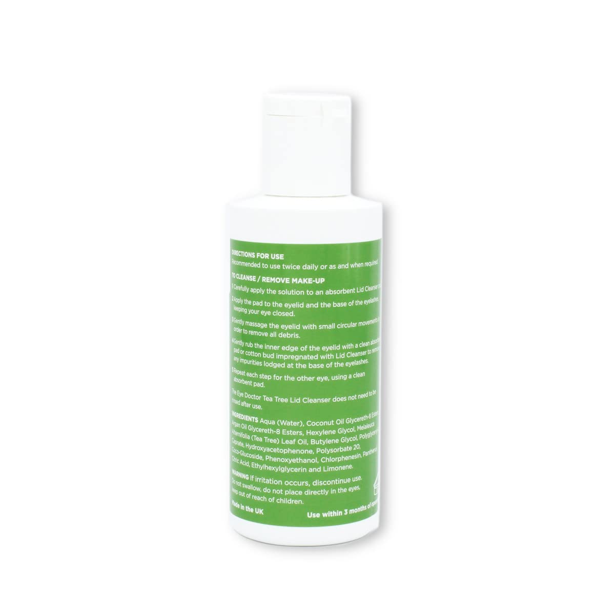 The Eye Doctor Limpiador de tapa de árbol de té, 3.4 fl oz, higiene diaria de párpados, elimina desechos y maquillaje pestañas de párpados –