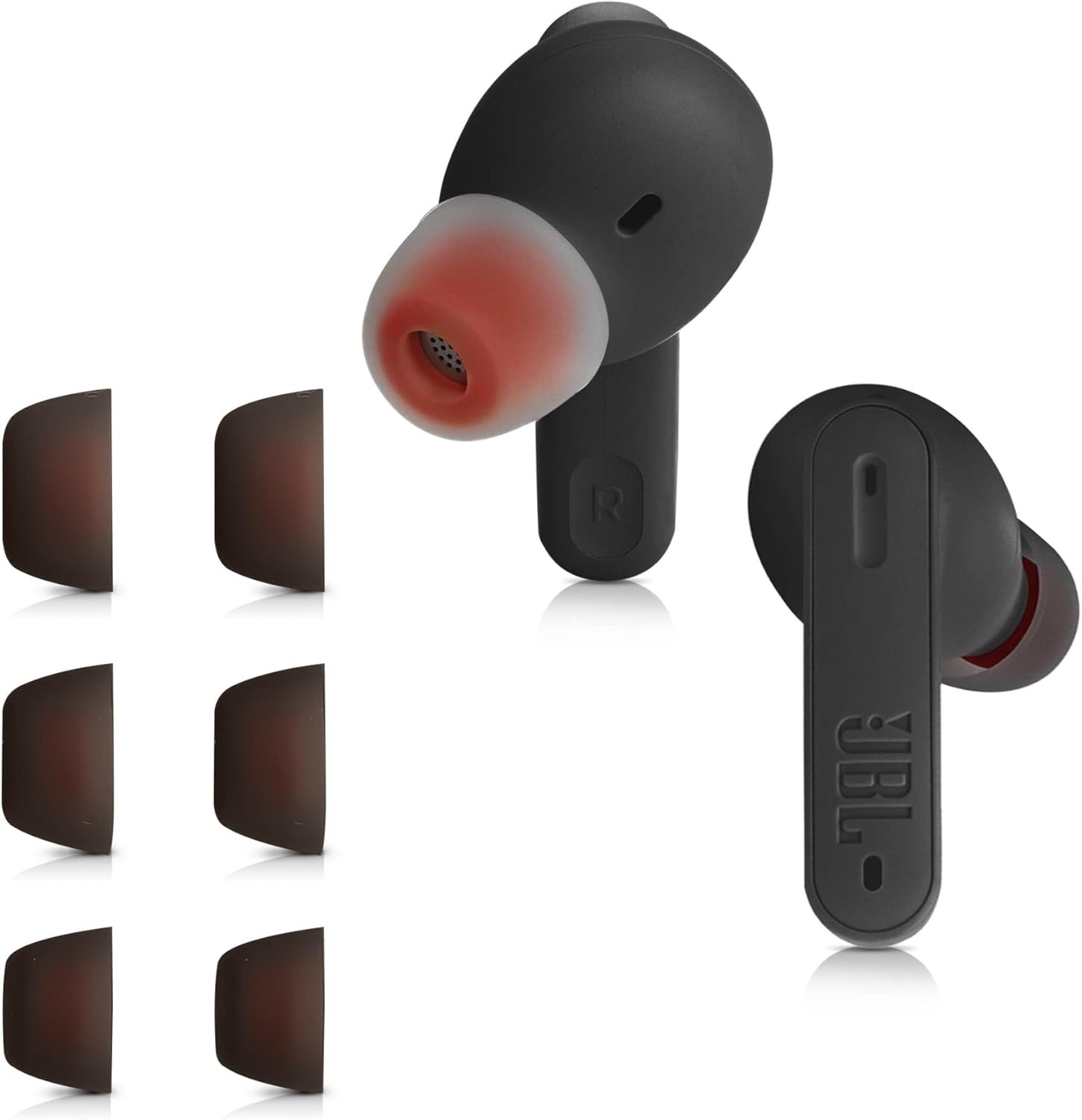 kwmobile 6 almohadillas de repuesto compatibles con JBL Tune 230 NC TWS  T230NC – Puntas de silicona para auriculares, color negro