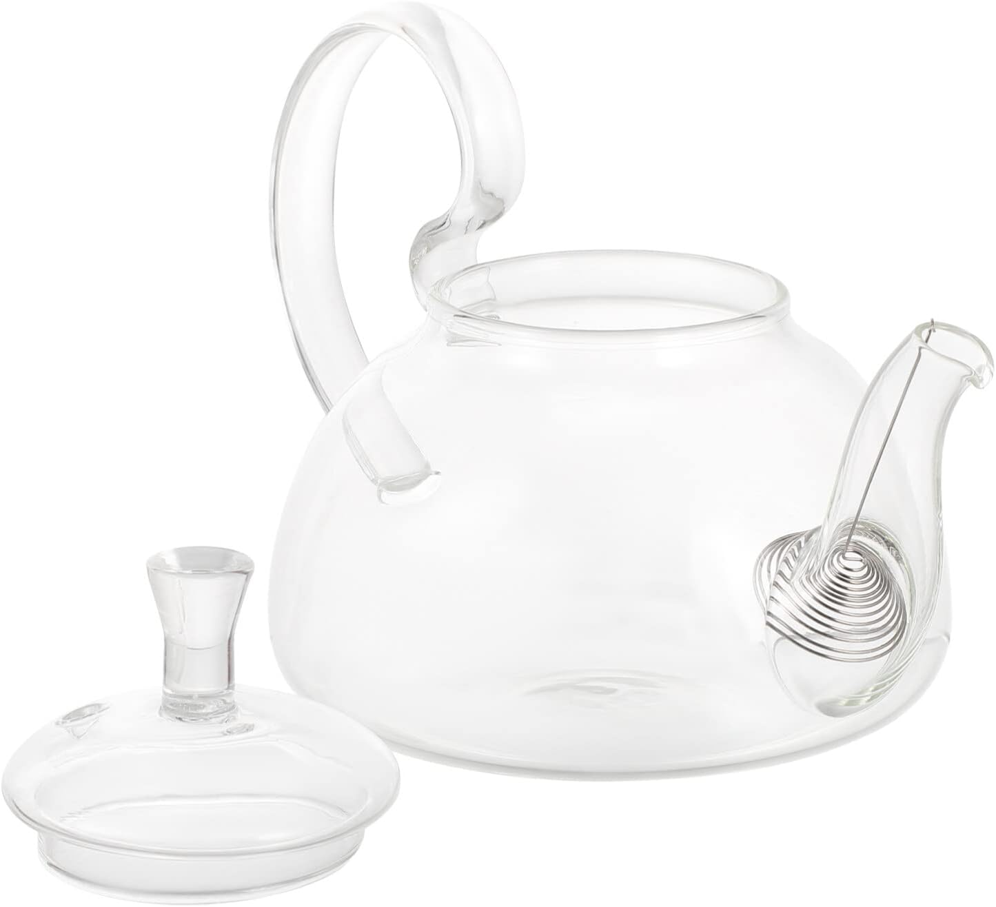 SHERCHPRY Tetera de vidrio de 21.1 fl oz, tetera de flores de vidrio con infusor extraíble, tetera de vidrio para estufa, pequeña tetera de vidrio
