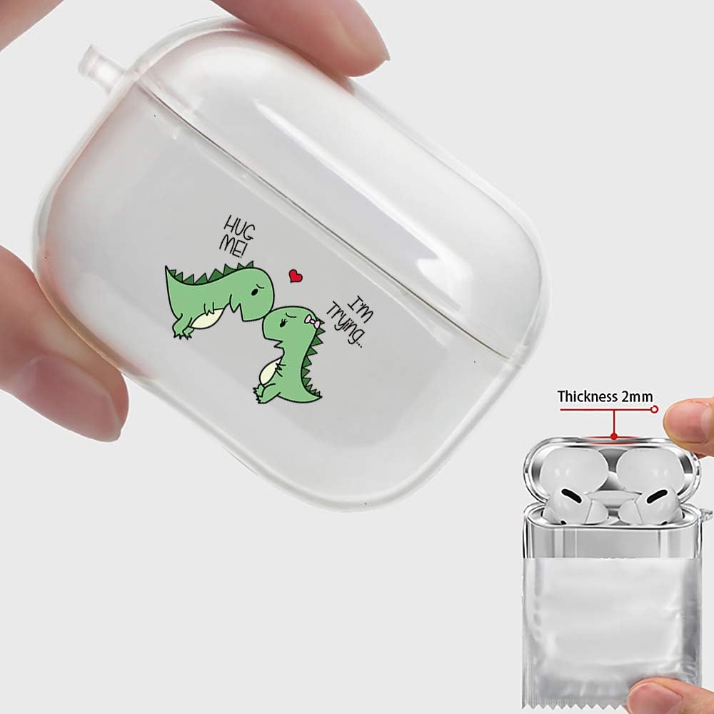 Funda transparente para AirPod Prollavero de dinosaurio, pareja y amante de los enamorados, funda transparente para auriculares, suave, antipolvo,