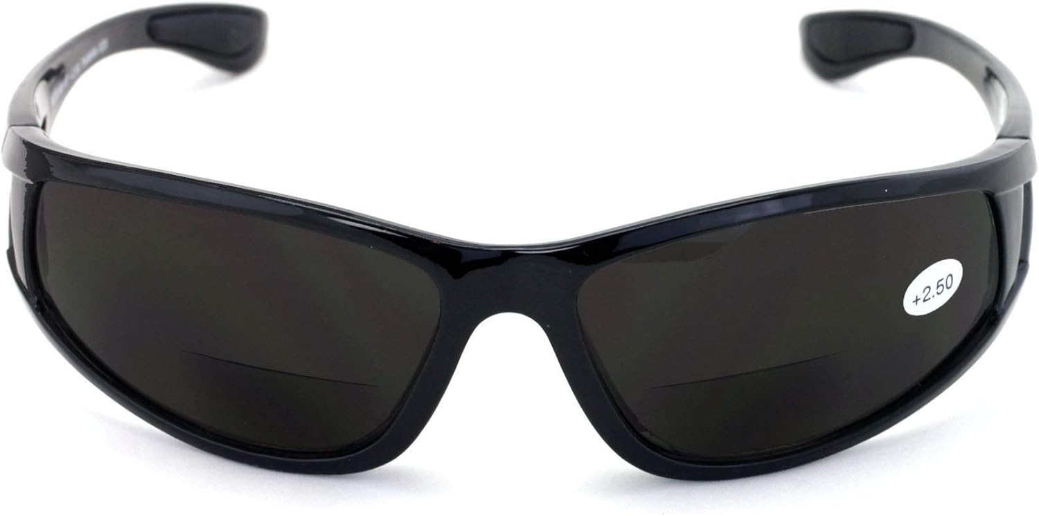 V.W.E. Lentes de sol de lectura bifocales para hombre, lentes de sol envolventes casi invisibles para exteriores