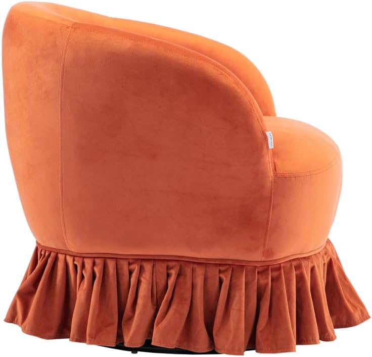 JINS&VICO Silla giratoria con diseño de barril, sillón individual tapizado de terciopelo con base de metal, sillas modernas y cómodas para sala de