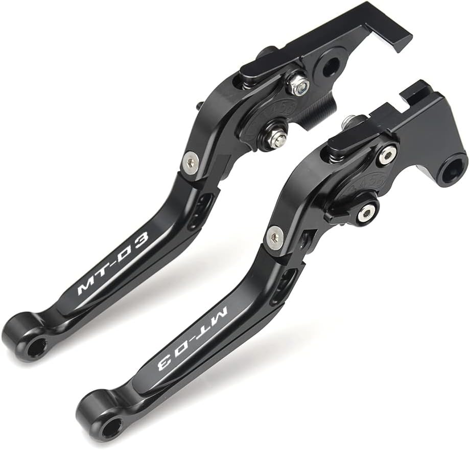 Palanca de embrague de freno de mano de aluminio plegable y extensible ajustable para Yamaha MT-03 2005-2022 (negro, MT-03 2018-2022)