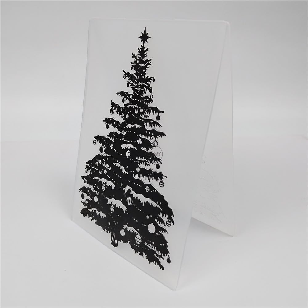 DzIxY Carpetas de plástico en relieve para árbol de Navidad, suministros de fabricación de tarjetas, plantillas de álbum de recortes 3D, plantillas