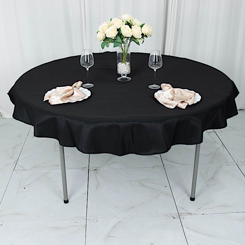 Balsa Circle Mantel redondo negro de 70 pulgadas de poliéster de alta calidad, ropa de cama de boda, fiesta, eventos, recepción, catering,
