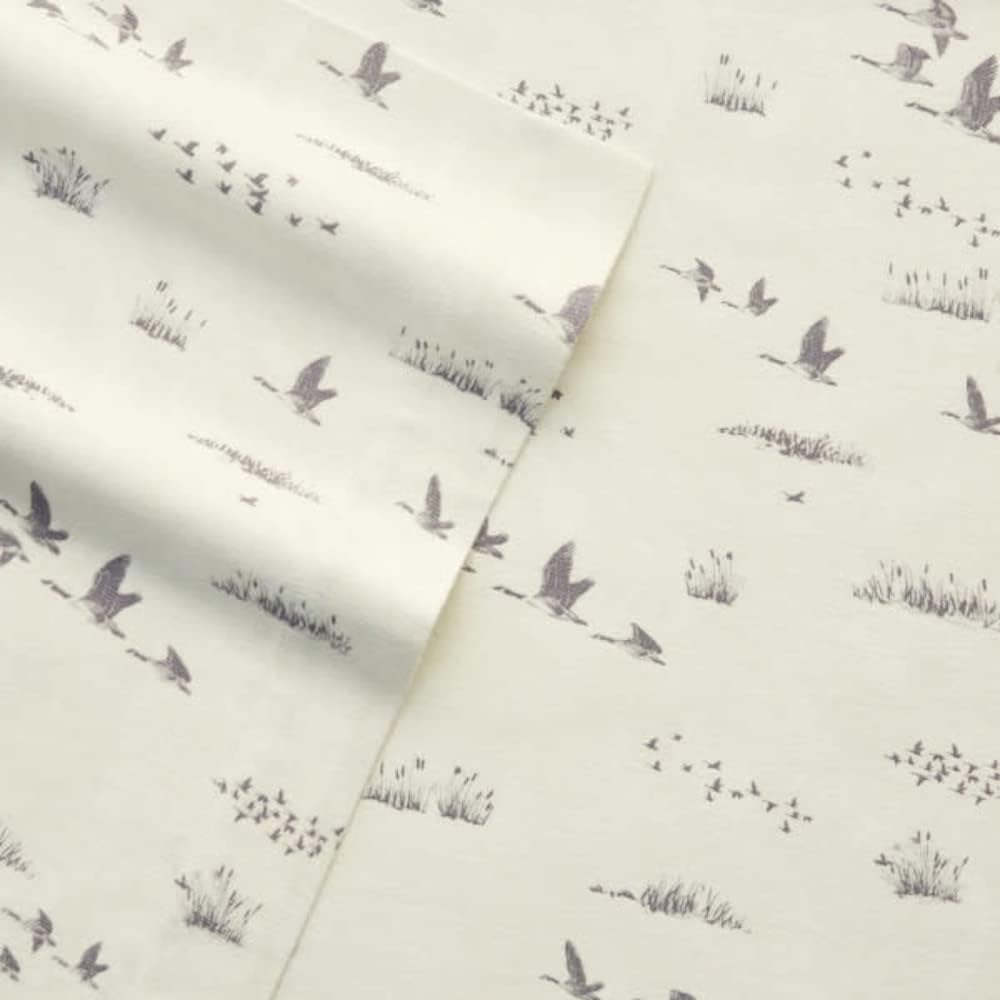 Eddie Bauer – Juego de sábanas de tamaño Queen, de franela de algodón, cepillado para mayor suavidad, acogedora decoración para el hogar (Geese