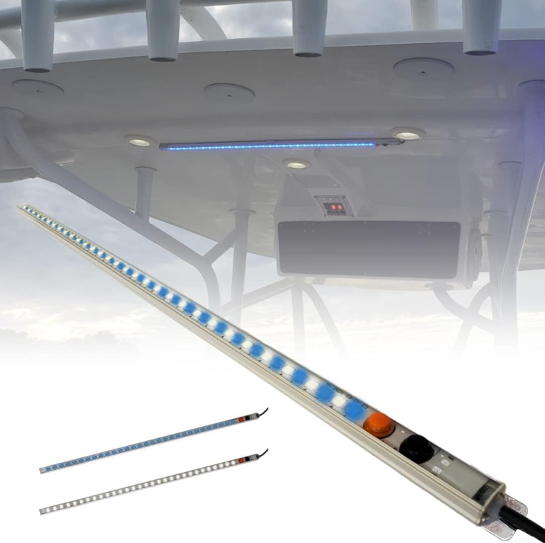 Luz LED con tapa en T de doble color con interruptor  Luz de timón de cabina de cortesía para barco  Carcasa de barra impermeable  Hardware