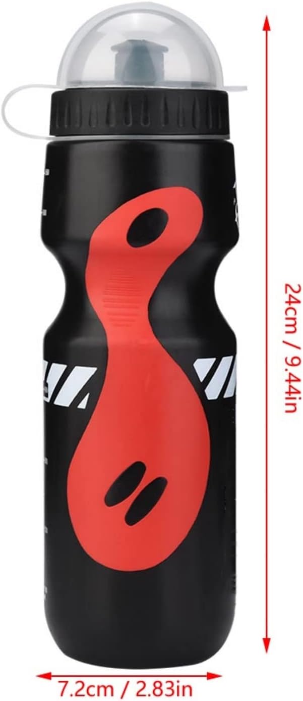 Botella de agua para bicicleta, botella de agua deportiva de 22.0 fl oz con soporte de jaula para bicicleta de montaña (negro)
