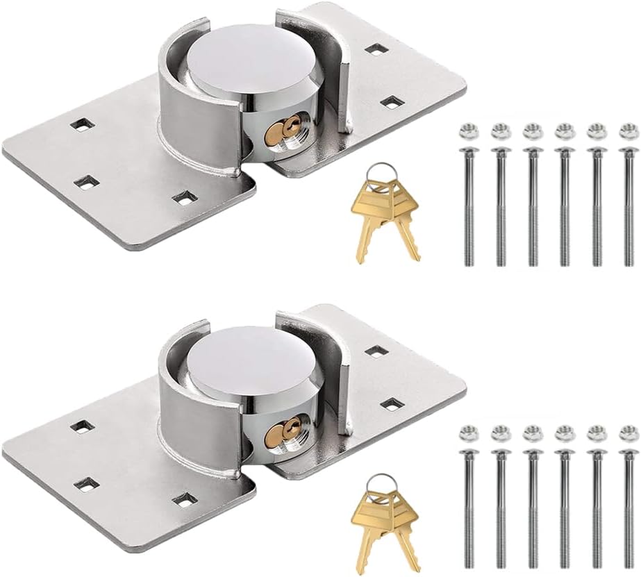 Paquete de 2 candados para puerta de furgoneta con llave igual, cerrojo de acero sólido de 2.874 in, cerradura de puerta de garaje, tuerca de