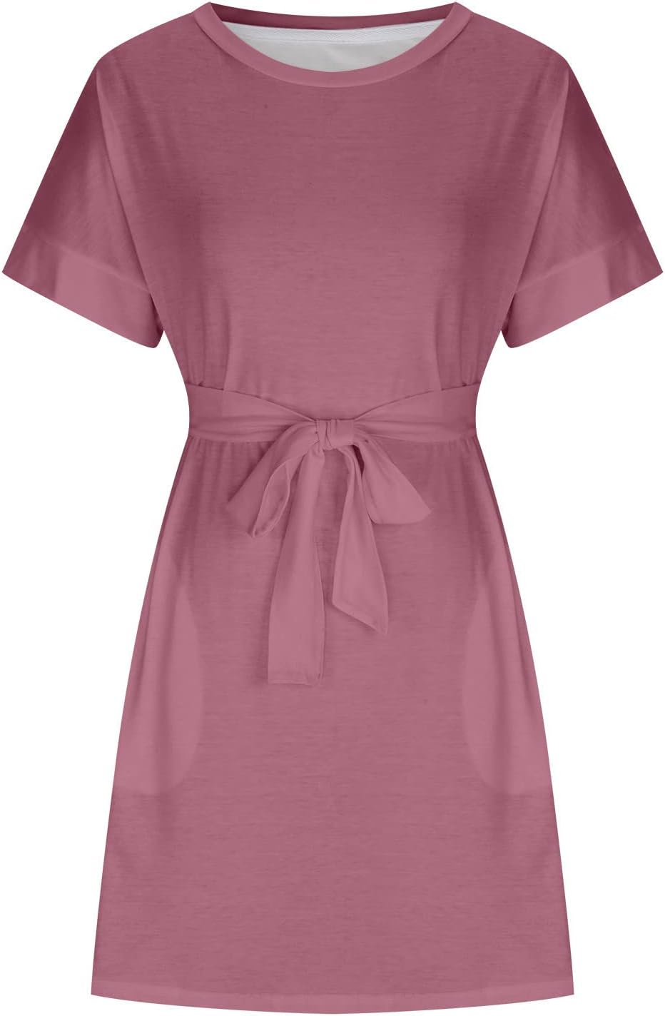 Vestidos de verano a rayas para mujer, vestido de camiseta con estampado floral, vestido de cintura alta con cinturón, vestido de fiesta de té