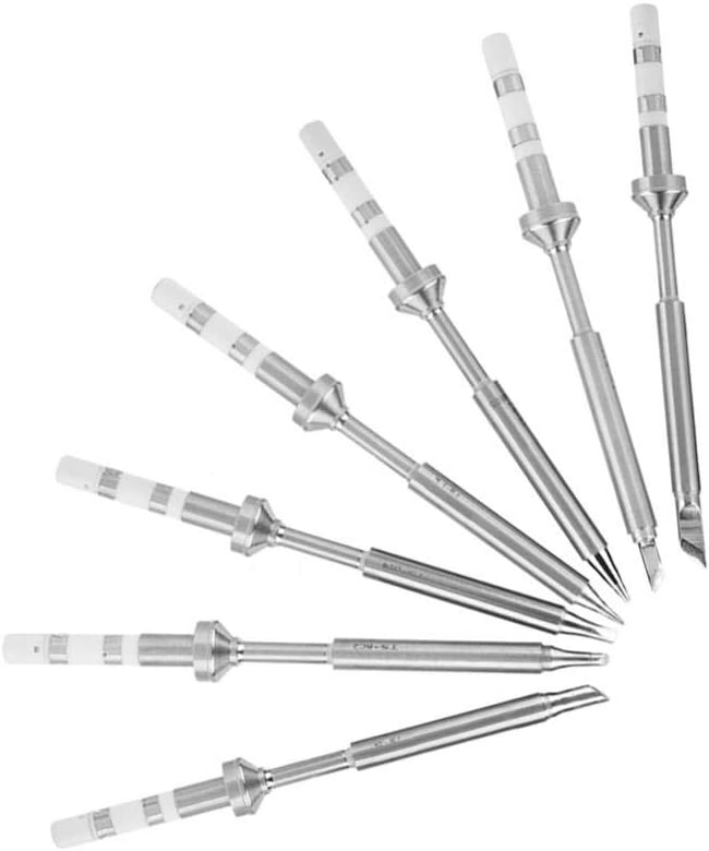 7 Tipos Mini Punta de Soldador de Acero Inoxidable Reemplazo para TS100 Kit de Soldador Portátil al Aire Libre (7pcs Puntas de Soldadura)