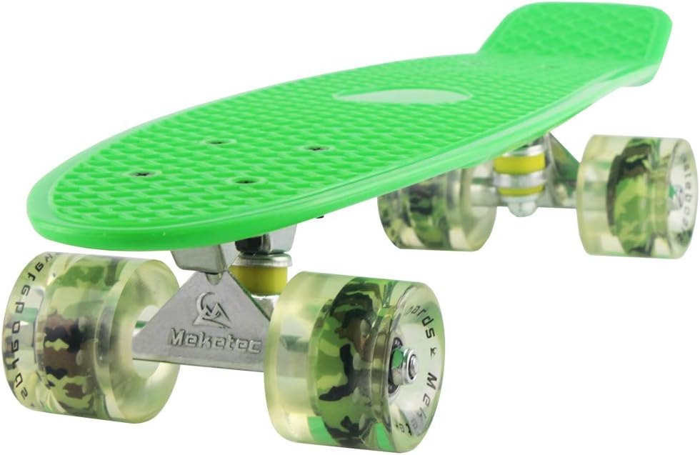 Meketec Skateboards Mini Cruiser – Patineta (56 cm), diseño retro para niños chicos jóvenes principiantes