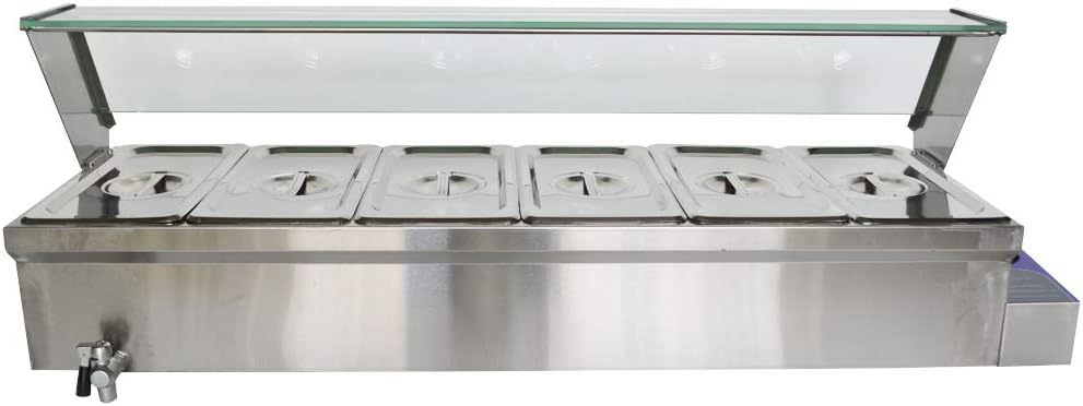 TECHTONGDA Calentador de sopa de alimentos, estufa Bain Marie, calentador de vapor de buffet de comedor comercial, sartén de 12 x 5.5 x 6 pulgadas