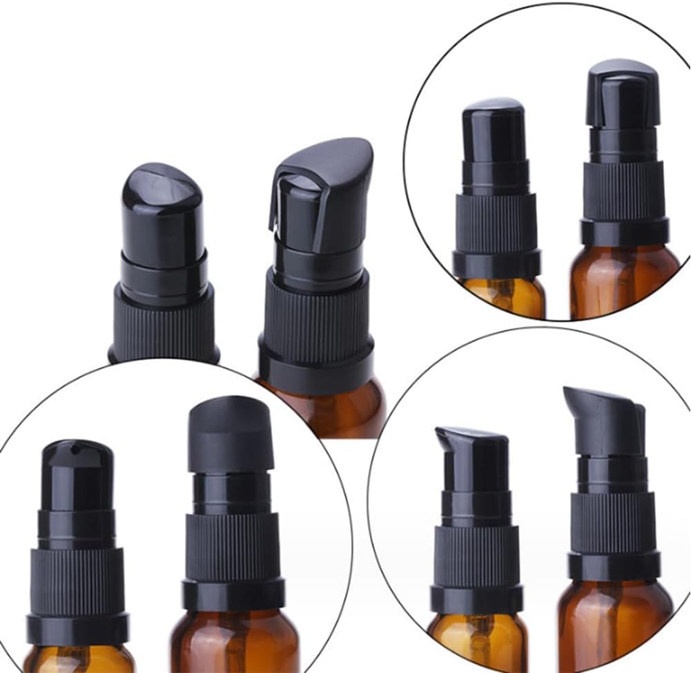 6 botellas de loción de vidrio ámbar de 1.0 fl oz1 oz vacías recargables para maquillaje cosmético, tamaño de viaje, dispensador de frascos para