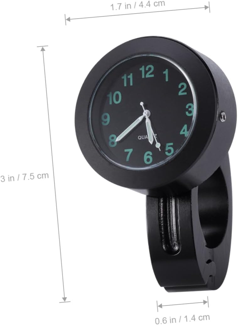 SUPVOX Accesorios para reloj de motocicleta, esfera negra con manecillas que brillan en la oscuridad, se adapta a manillares de 78 y 1 pulgada