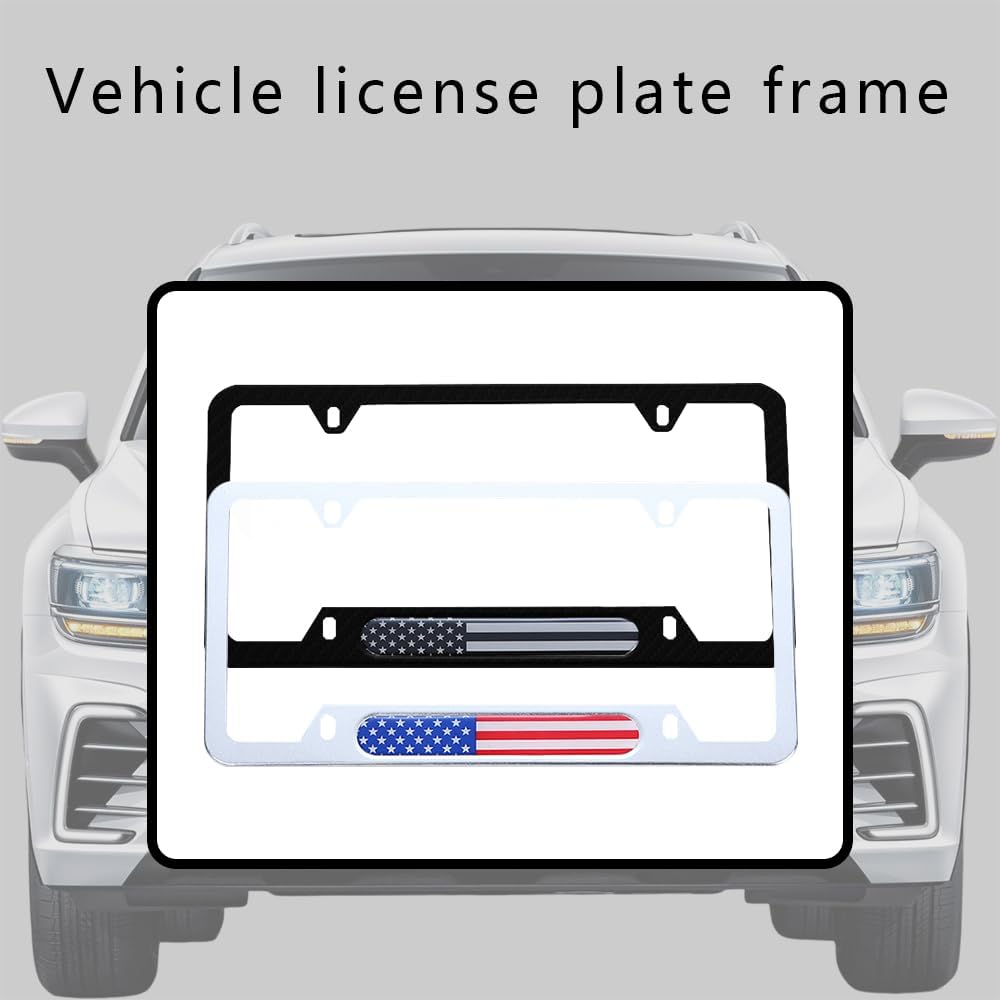 2 marcos para matrícula de automóvil, soporte para placa patriótica de bandera estadounidense, cubiertas para matrícula de automóvil con tornillos y