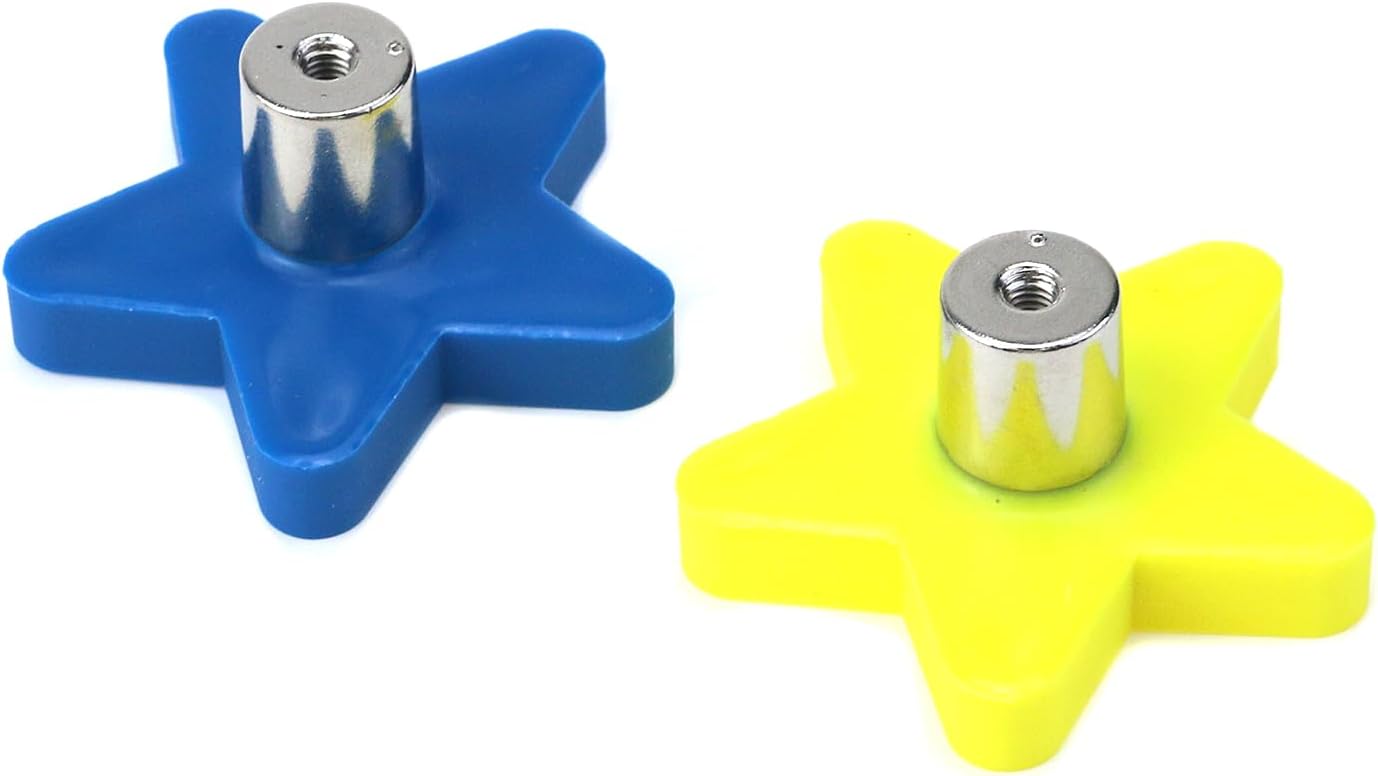 T Tulead Perillas de gabinete con forma de estrella, pomos de goma suave para muebles, pomos de cajón de dibujos animados, 4 unidades (azul +