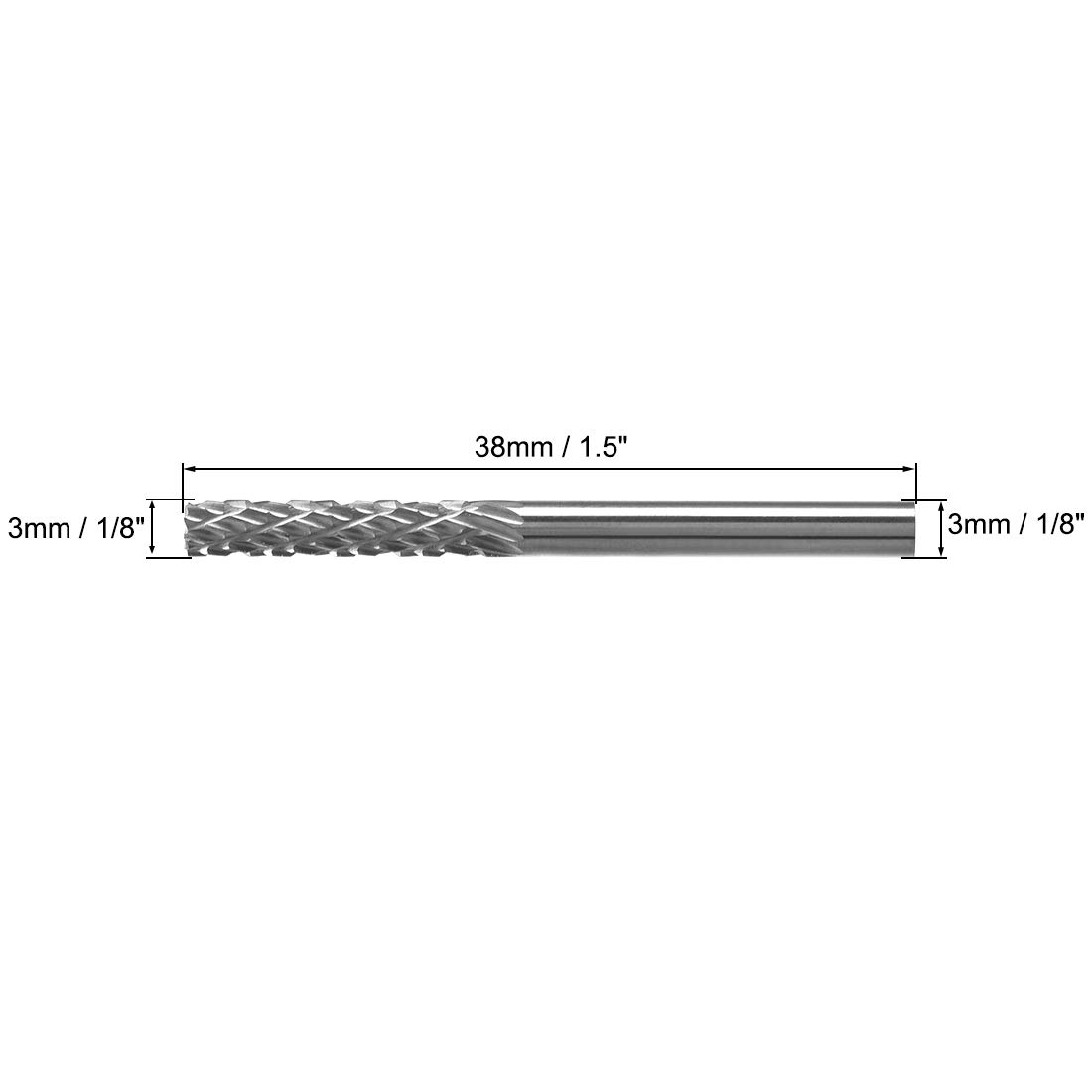 uxcell Limas rotativas de carburo de tungsteno con vástago de 18 pulgadas, doble corte superior dentado cilindro herramienta de rebabas rotativas de