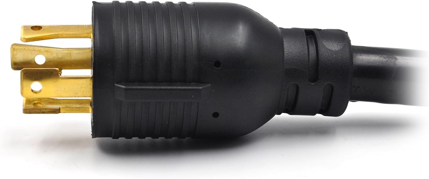 Cable adaptador de generador RV de 4 clavijas a 30 amperios con mango de agarre, bloqueo giratorio L14-30P macho a TT-30R hembra, resistente STW 10