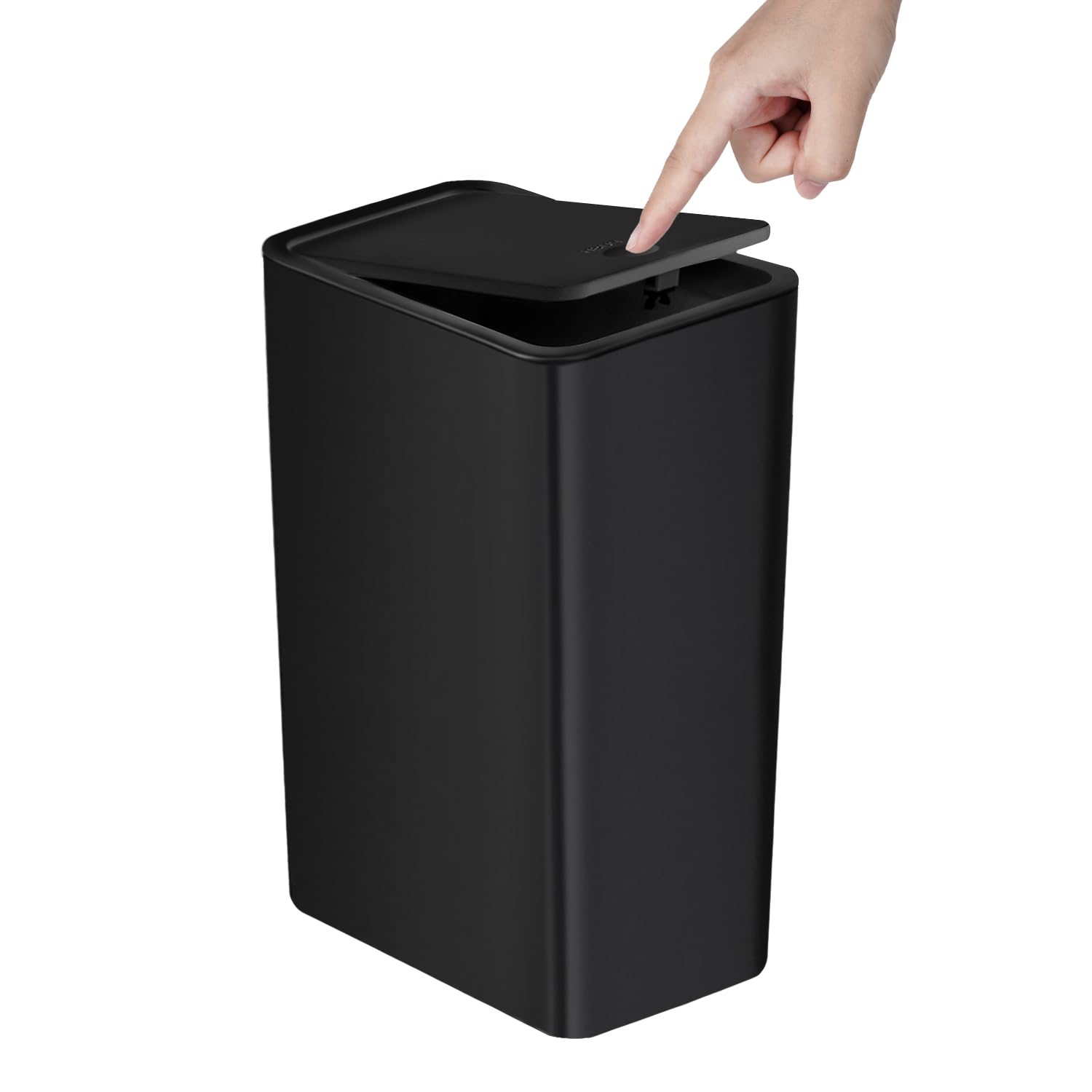 Basurero de baño con tapa, cubo de basura delgado de 10 litros2.6 galones, cesta de basura pequeña con tapa desplegable para cocina, dormitorio,