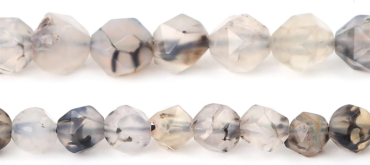 Cuentas redondas facetadas de ágata de dragón negro natural de 0.236 in 14.2 inhebra para la fabricación de joyas