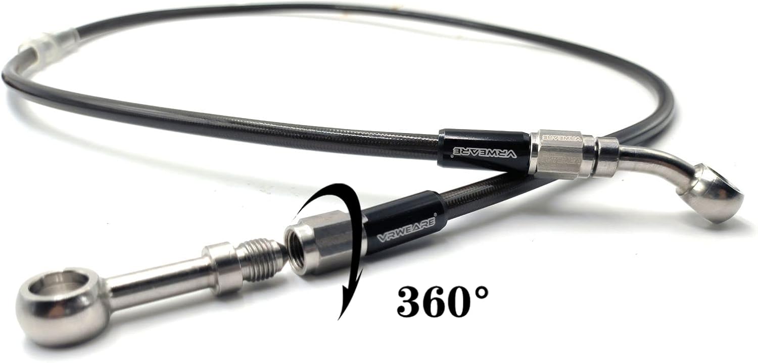 AN3 M10 – Tubo de manguera de aceite trenzado de acero inoxidable negro para motocicleta, tubo giratorio de 360 grados de acero inoxidable para