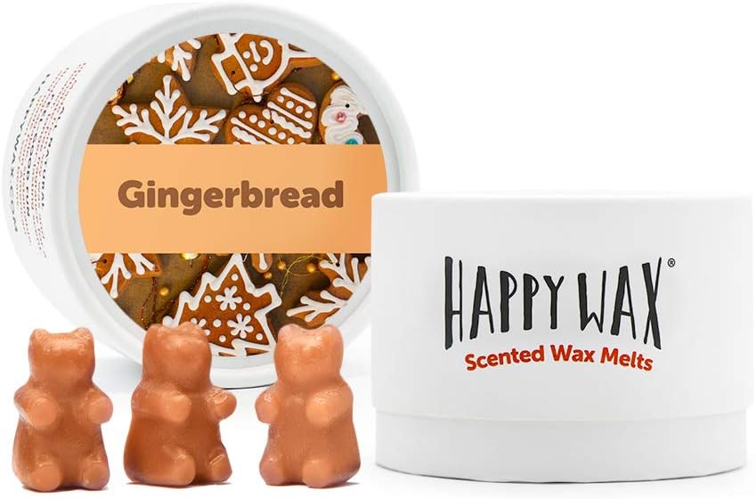 Happy Wax Cera de soja natural perfumada de pan de jengibre, 3.6 onzas de cera perfumada, fabricada en Estados Unidos