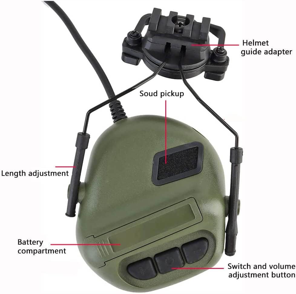 Auriculares tácticos, orejeras tácticas, orejeras militares Airsoft Cs Combat Headset,Auriculares de caza del ejército,Auriculares de caza de caza