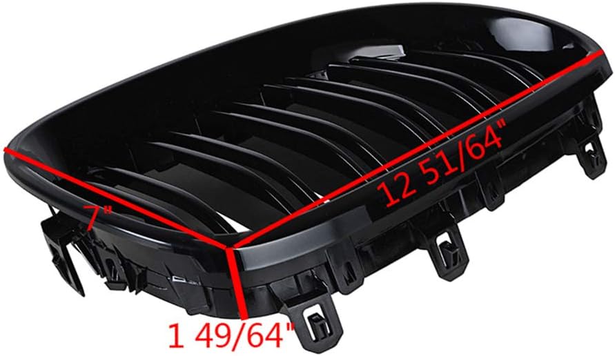1 par de parrilla de riñón negro brillante compatible con E60 E61 serie 5 ’03-’10