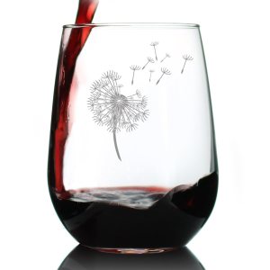 Dandelion Stemless Wine Glass – Friendship Gifts and Dandelion Flowers Decor for New Beginnings – Large 17 Oz Glasses Dandelion Stemless Wine Glass – Friendship Gifts and Dandelion Flowers Decor for New Beginnings – Large 17 Oz Glasses