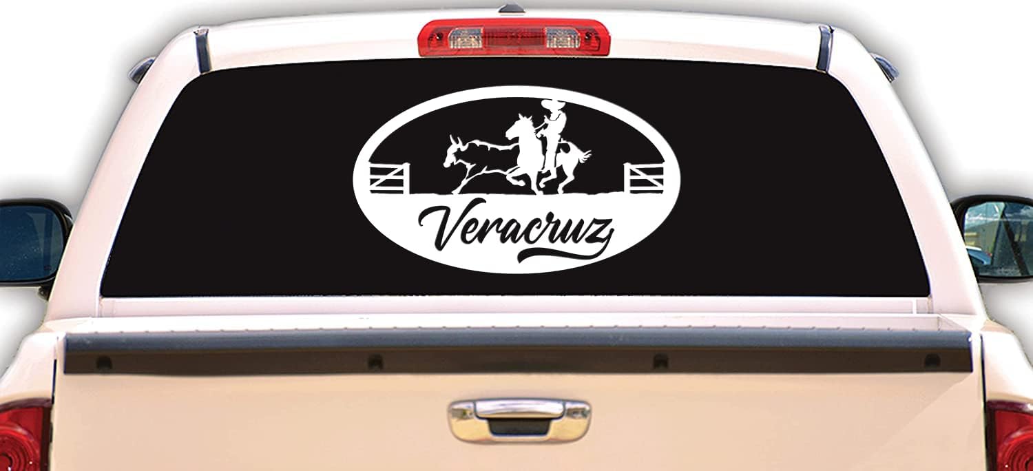 Adhesivos de Veracruz de México Coleadero Charreada Rodeo para Carros Diseño Charro de México Calcomanias para Trocas y Carros (8 x 4.5 pulgadas,