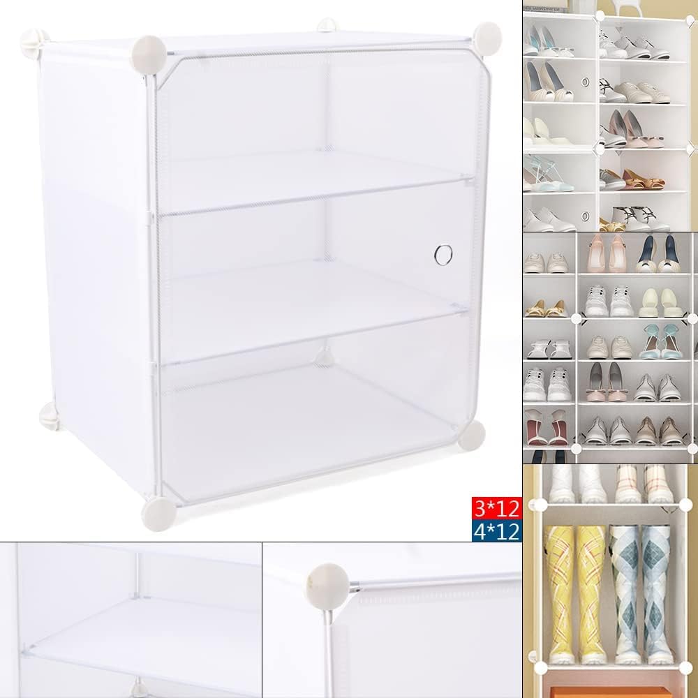 DYRABREST Armario apilable de almacenamiento de zapatos deportivos con puertas, organizador de zapatos de 12 niveles para armario, estante de
