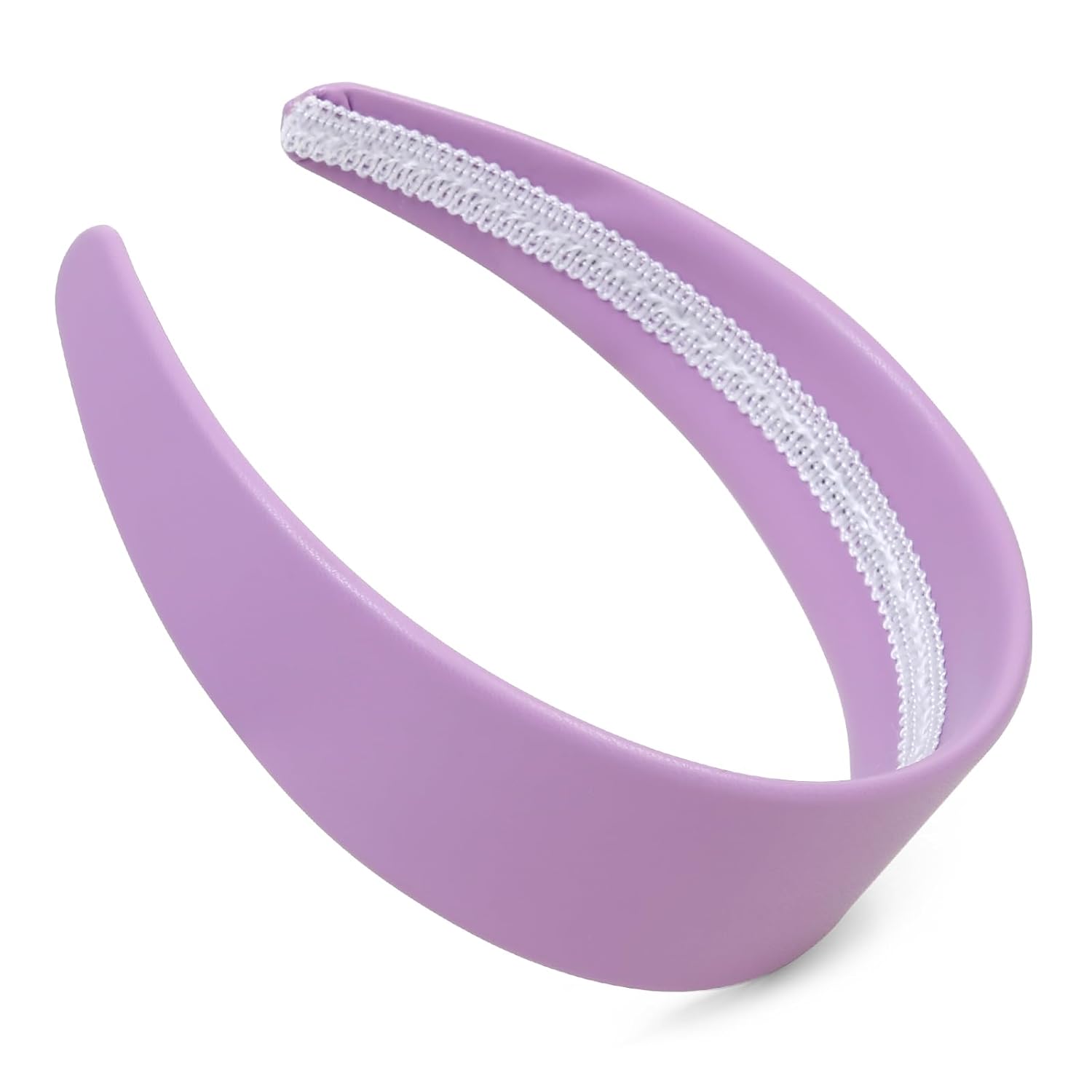 Diademas moradas para mujer, de 2 pulgadas de ancho, banda gruesa de piel sintética color lavanda para mujeres y niñas, banda de plástico duro para