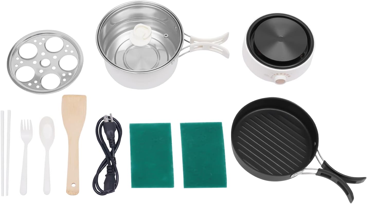 LYNICESHOP Olla eléctrica de cocina caliente, olla caliente de 110 V eléctrica con vaporizador de vapor, mini sartén multifuncional, mini cocina