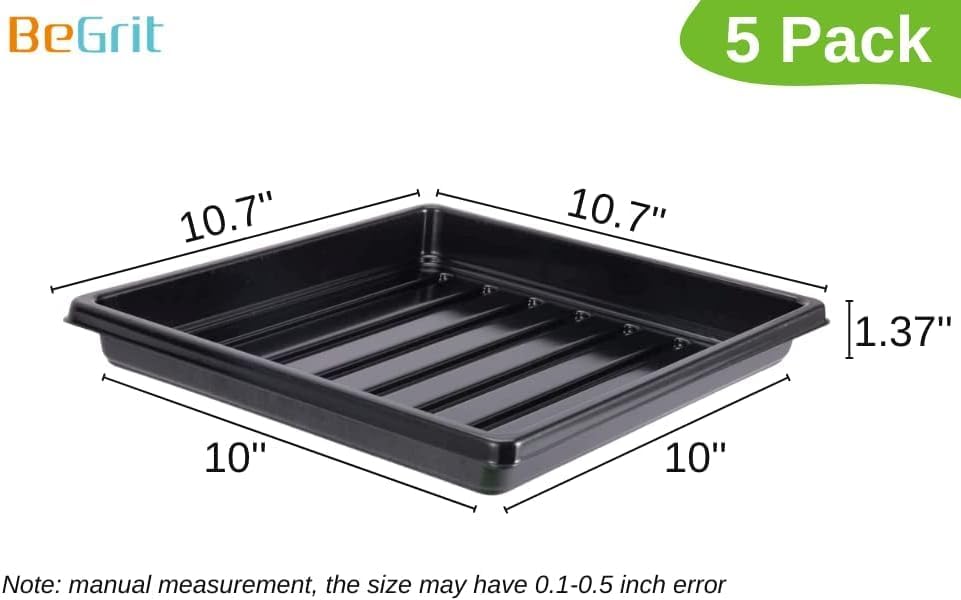 BeGrit 1010 Bandeja sin agujeros Bandeja de cultivo Bandeja de drenaje Bandeja de drenaje Microgreens 10-Pack Verde