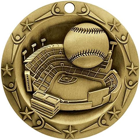 Decade Awards Medalla de béisbol de clase mundial  Medallón de bola de base de 3 pulgadas de ancho con estrellas y rayas de bandera estadounidense