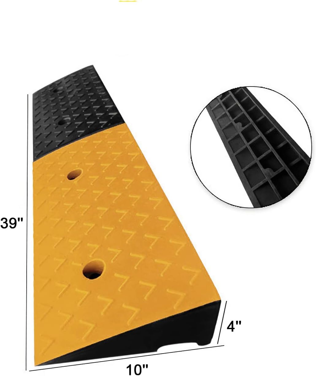 mopam 2 rampas de goma para bordillos de 4 pulgadas, rampas resistentes para umbral de acera para carga, muelle, automóvil, scooter, bicicleta,