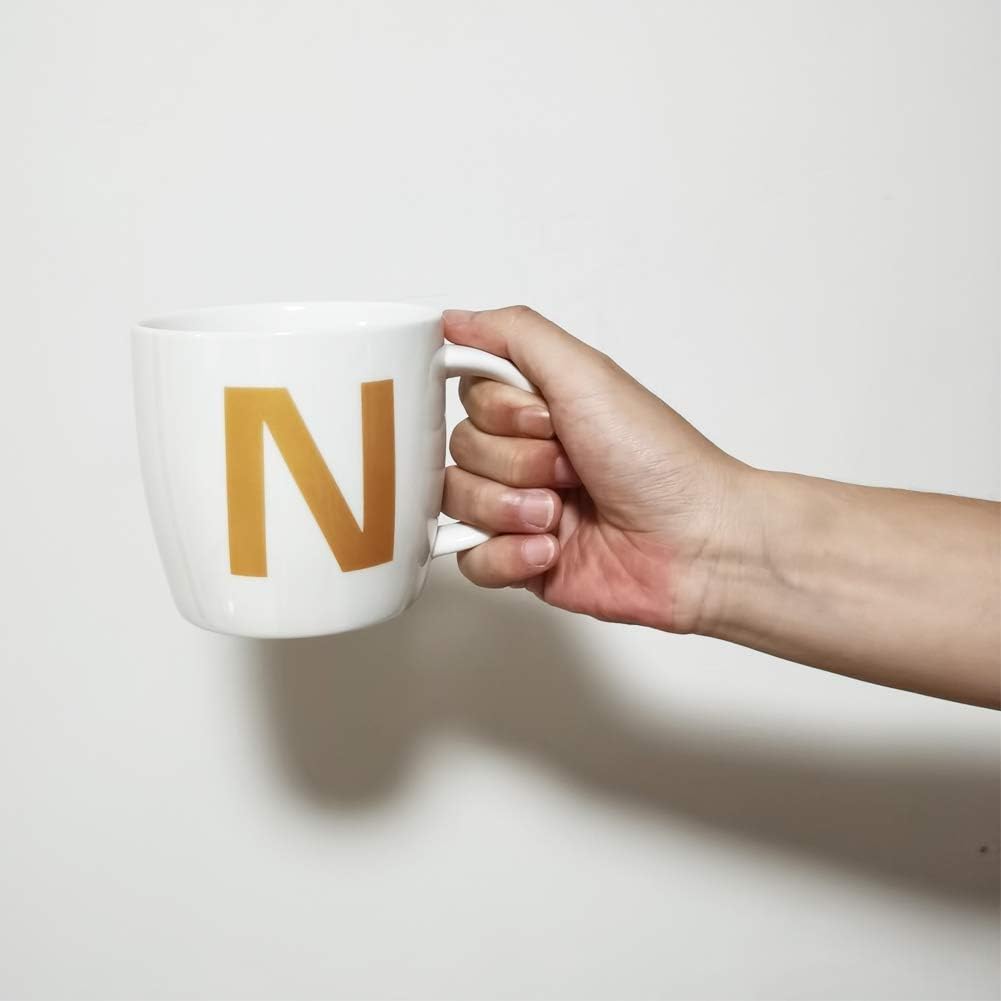 ZaH Taza de café de 16 onzas, taza de cerámica del alfabeto ABC para mujeres, hombres, niños y niñas, decoración del hogar, taza inicial A-Z (A)